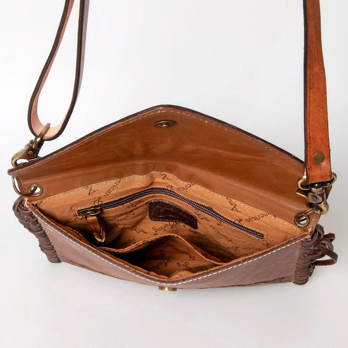 Genuine Leather Envelope Bag with Fringe