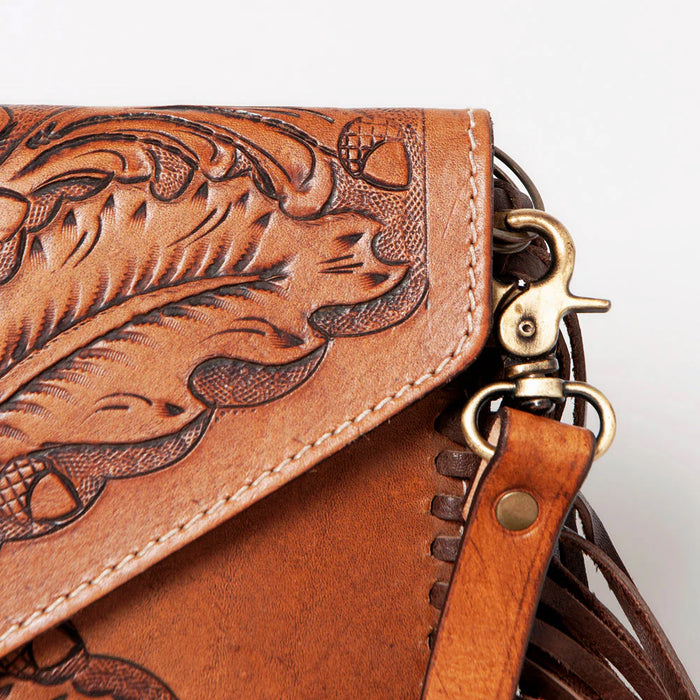 Genuine Leather Envelope Bag with Fringe