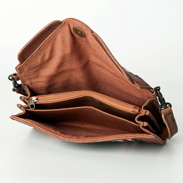 Southwestern Saddle Blanket Envelope Bag with Leather Trim & Crossbody Strap