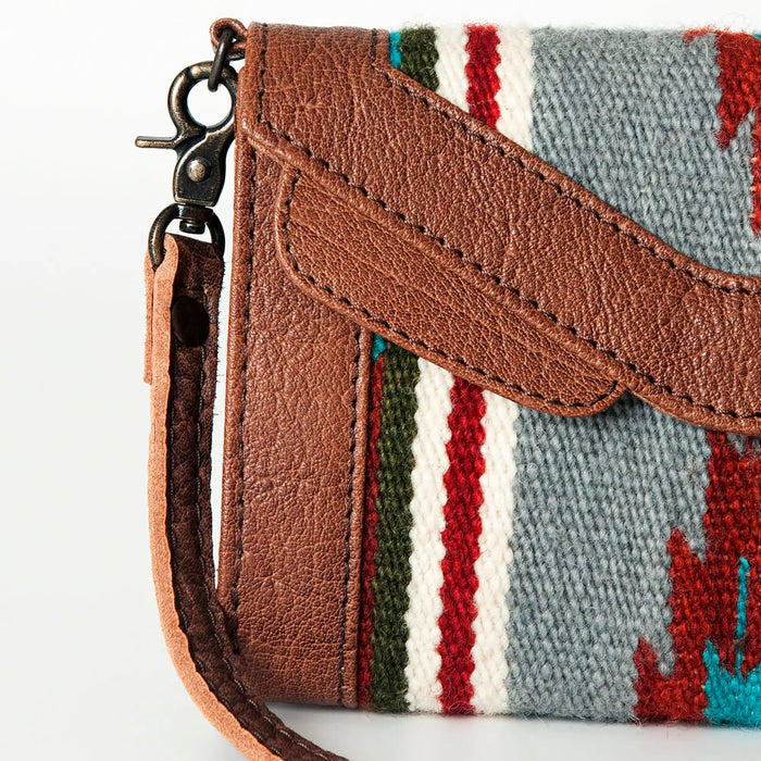 Southwestern Saddle Blanket Envelope Bag with Leather Trim & Crossbody Strap