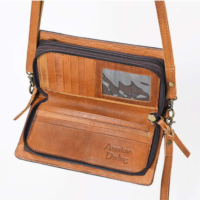 Cowgirl & Sunflower Hand Painted Leather Crossbody Purse