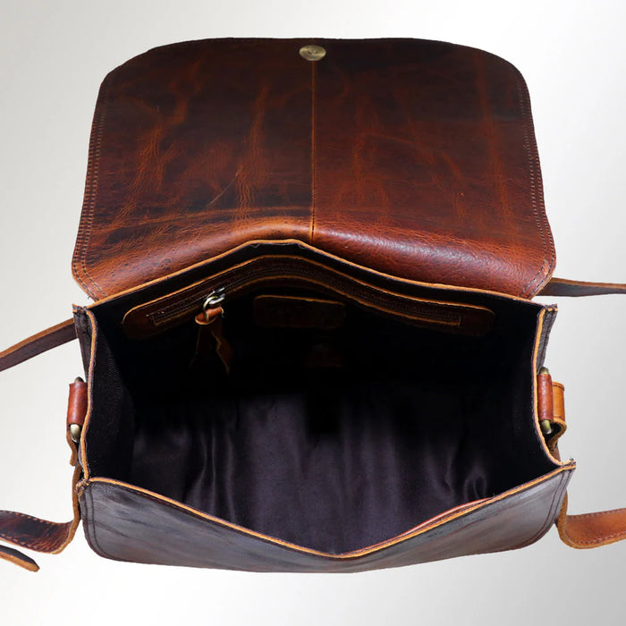 Mare & Foal Hand Painted Leather Messenger Bag