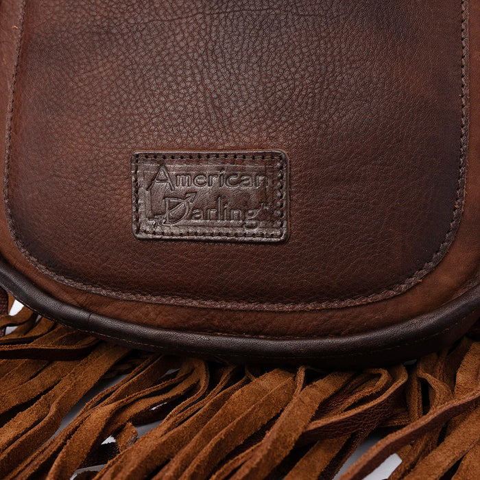 Cowhide Crossbody Bag with Fringe & Braided Leather Strap