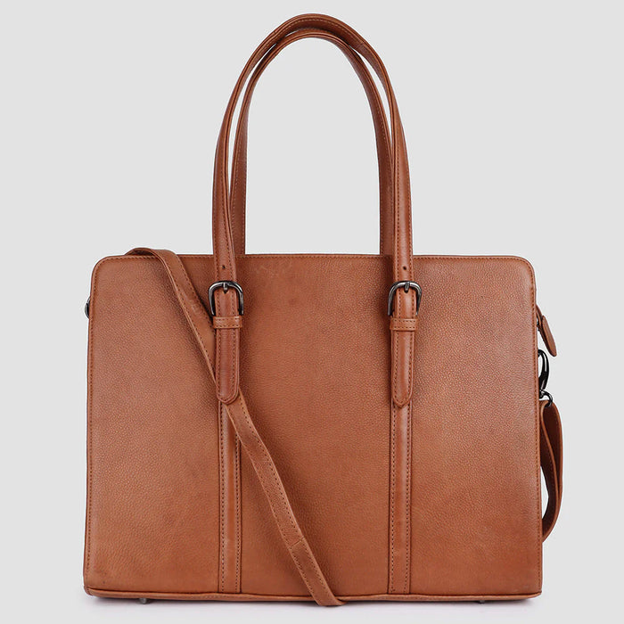 Genuine Leather Tote Bag - Camel