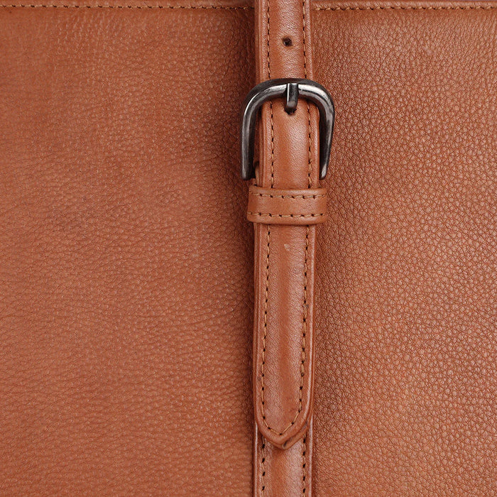 Genuine Leather Tote Bag - Camel
