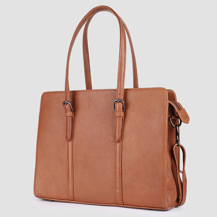 Genuine Leather Tote Bag - Camel
