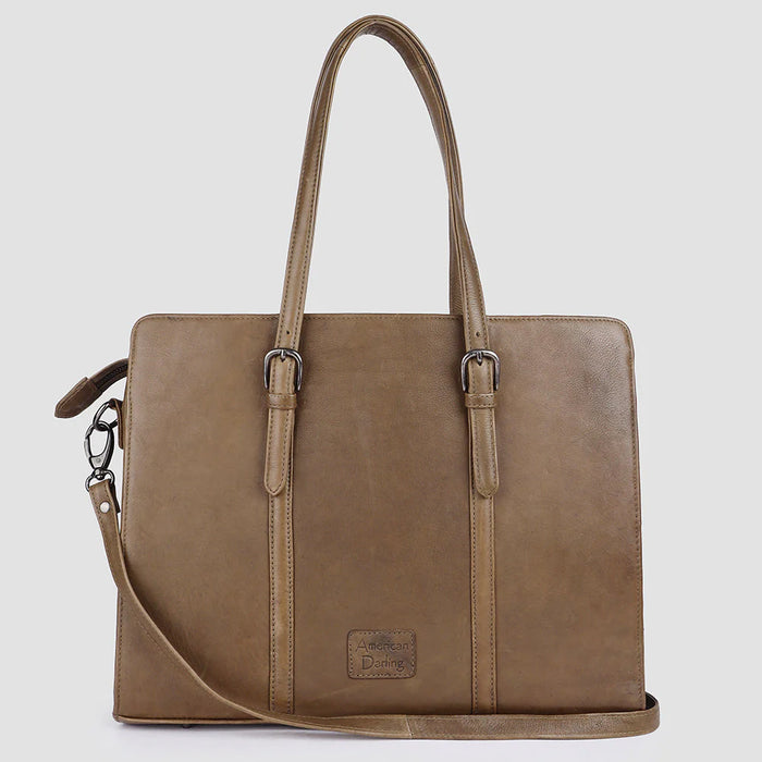 Genuine Leather Tote Bag - Deep Olive
