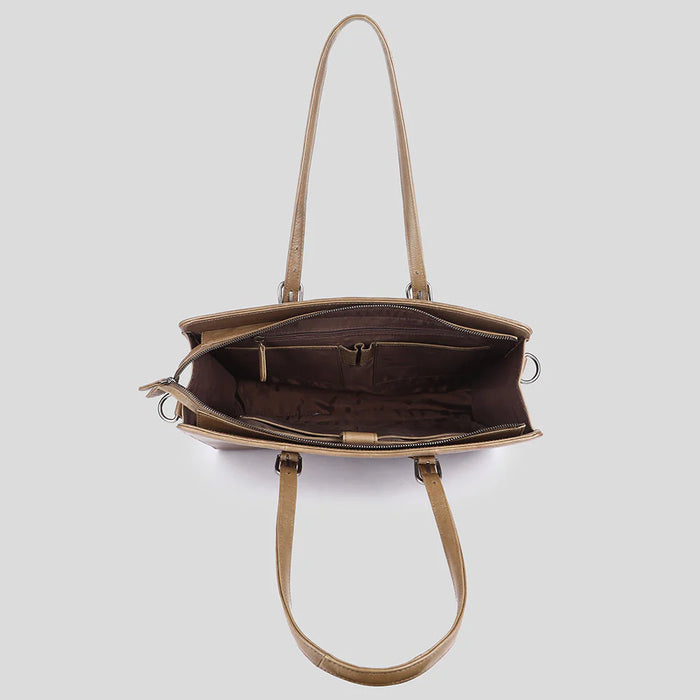 Genuine Leather Tote Bag - Deep Olive