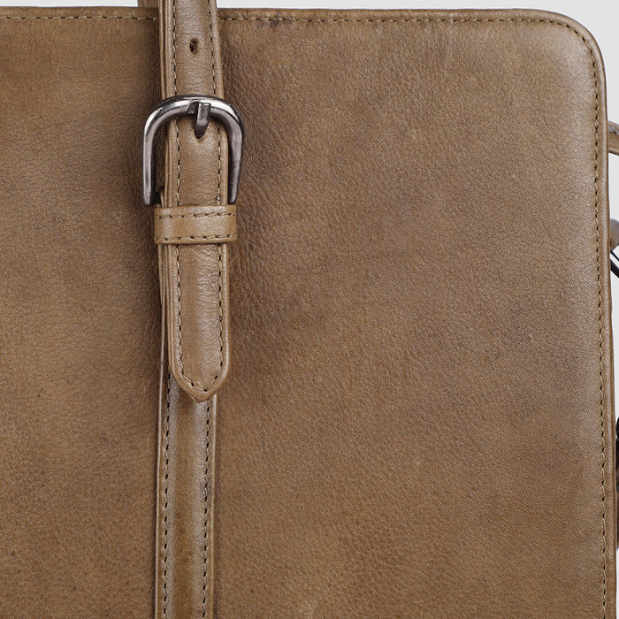 Genuine Leather Tote Bag - Deep Olive