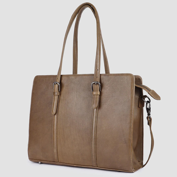 Genuine Leather Tote Bag - Deep Olive