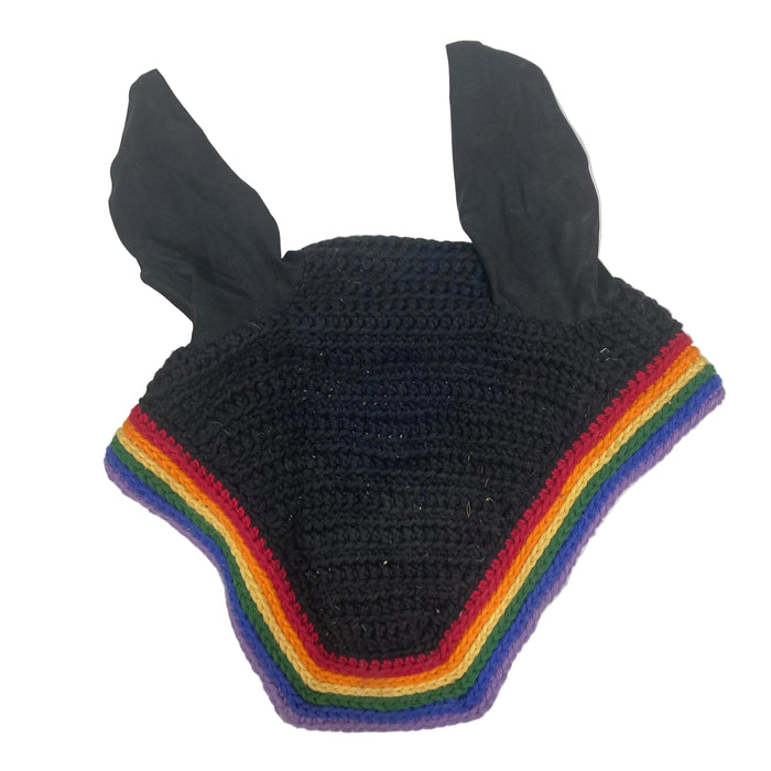 CNT 2884 O Ear Bonnet Black with Rainbow Trim Approx. Large