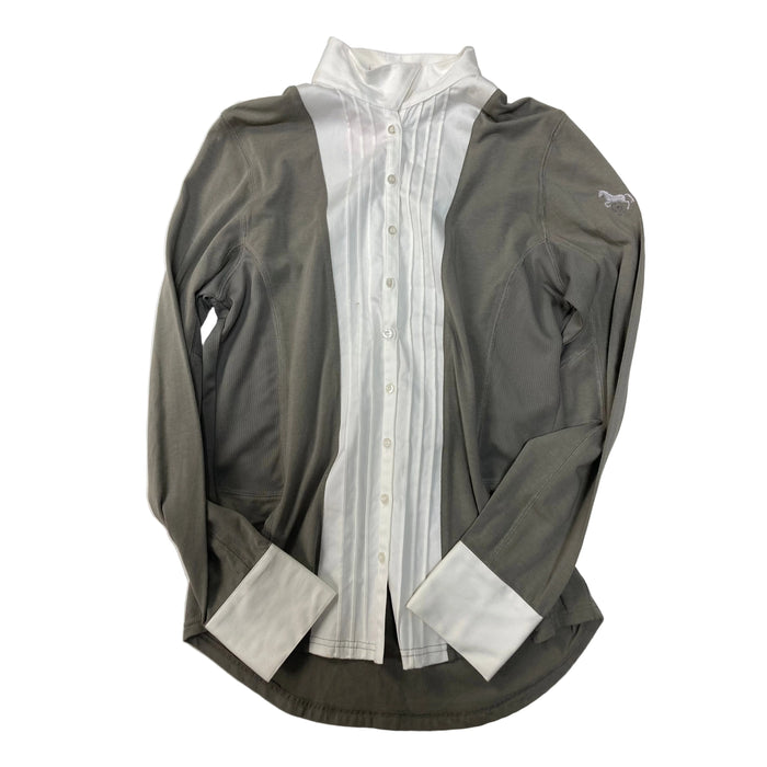 CNT 2906R Goode Rider Button Up Show Shirt Green/White Large