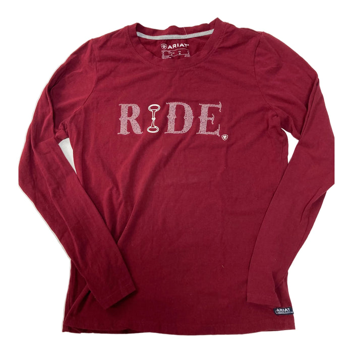 CNT 2906Q Ariat Long Sleeve Shirt "Ride" Red Medium