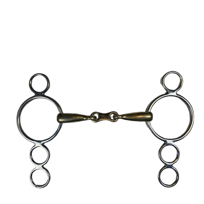 CNT 2856B Three Ring Gag French Link Bit 5.25"