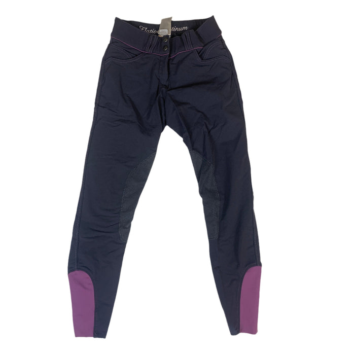 CNT 2864E Elation Platinum Knee Patch Breeches Pink/Grey 26R