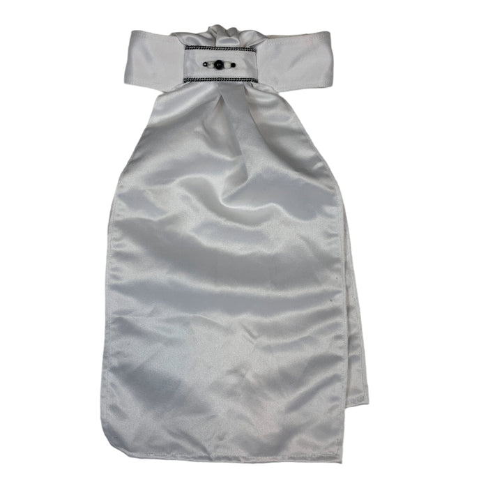 CNT 2867O All Tied Up Stock Tie White with Black and White Crystals