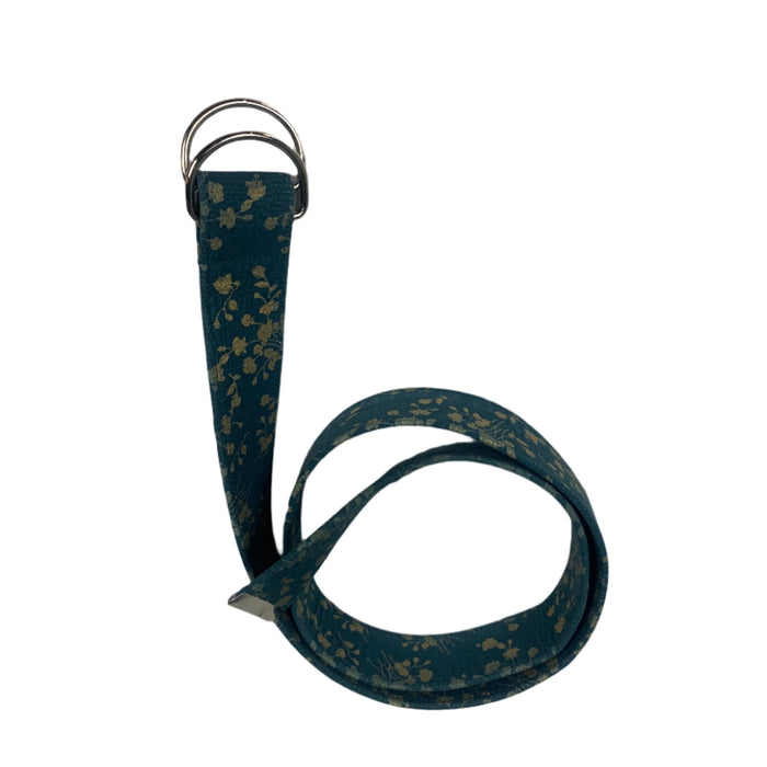 CNT 2869BB Ellany Equestrian Belt Dark Green with Gold Flowers Small