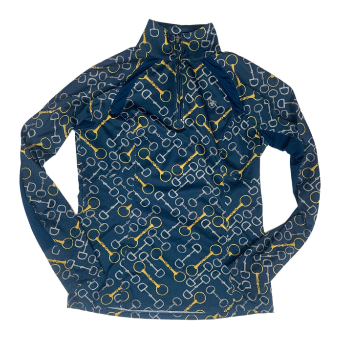 CNT 2876S Ariat Long Sleeve Shirt Blue with Bit Pattern Small