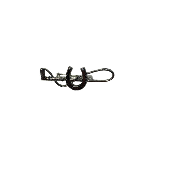 CNT 2879U Stock Tie Pin Silver Whip and Horse Shoe