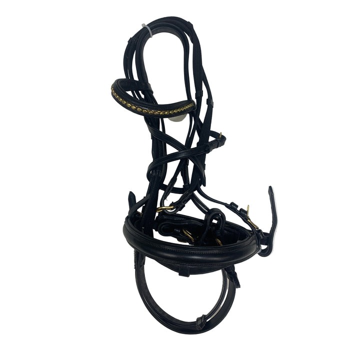 CNT 2898G Bridle with Gold Browband and Gold Buckles Cob