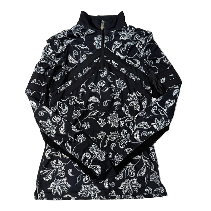 CNT 2912B Kastel Denmark Long Sleeve Sun Shirt Black/White Flower Pattern Small