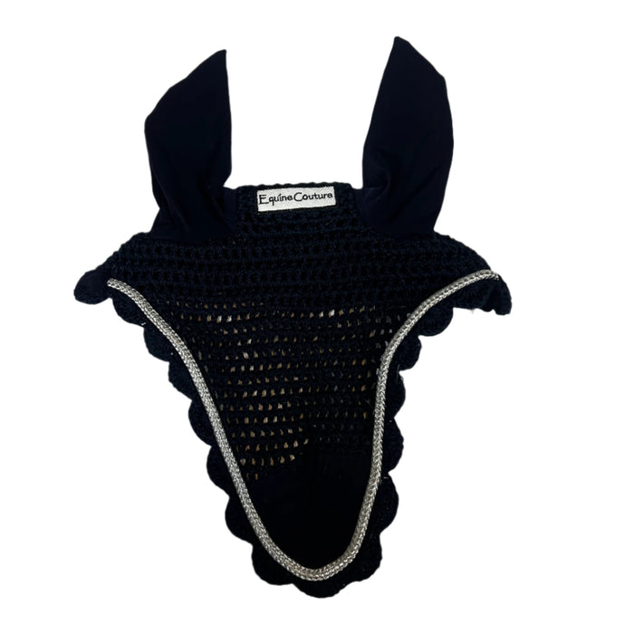 CNT 2843B Equine Couture Ear Bonnet Navy and Silver Full