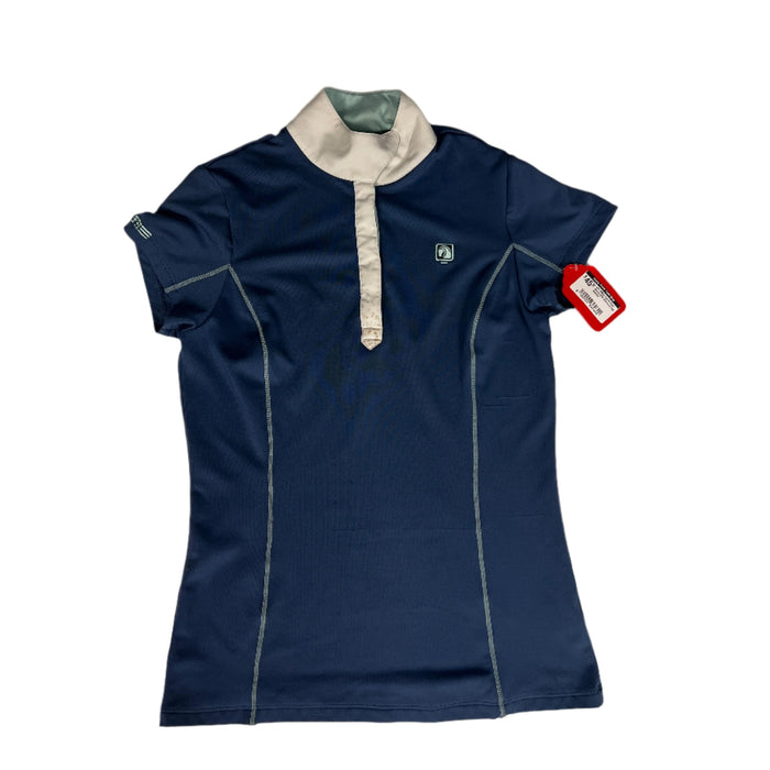 CNT 2825V Romfh Short Sleeve Shirt Blue and Teal Medium