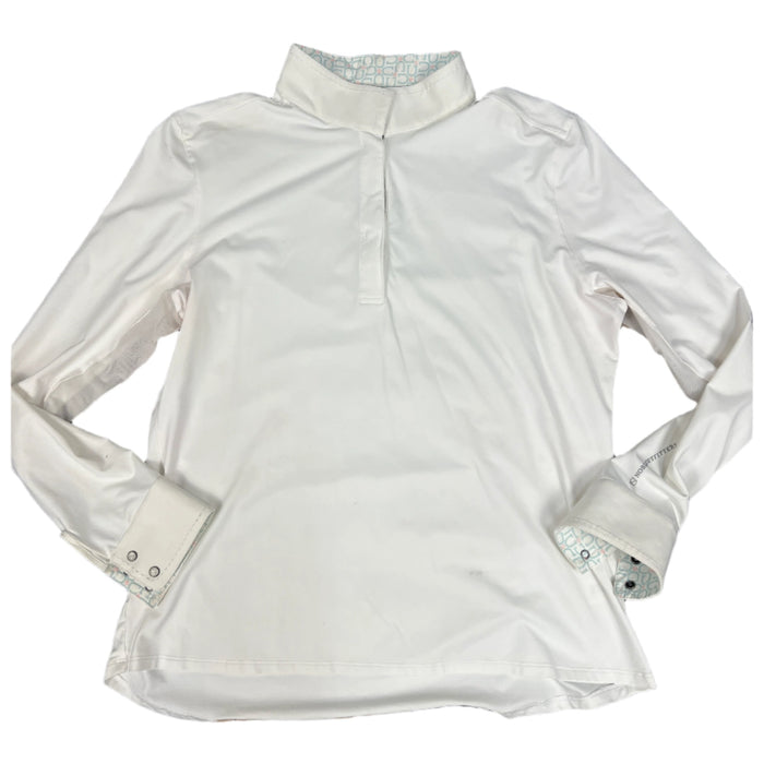 CNT 2825AO Noble Outfitters Long Sleeve Shirt White with Blue and Pink Collar XL
