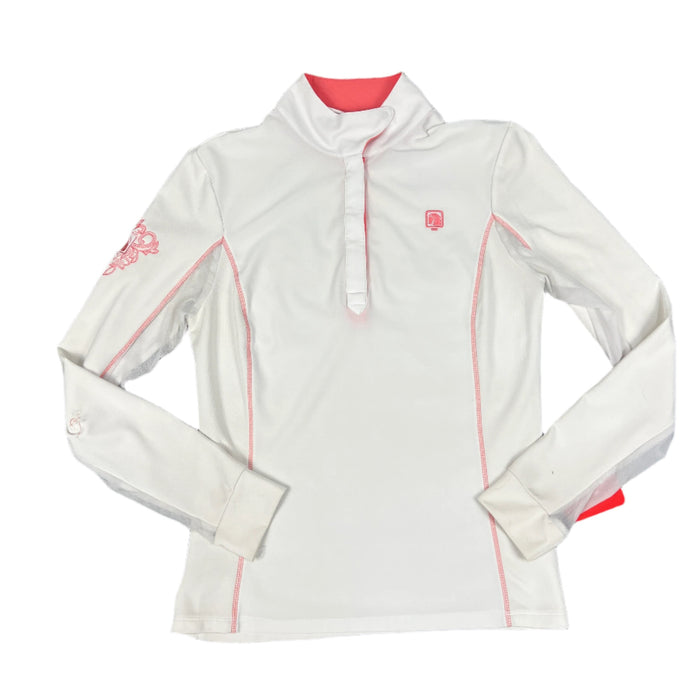 CNT 2825R Romfh Long Sleeve Shirt White with Coral Collar Medium