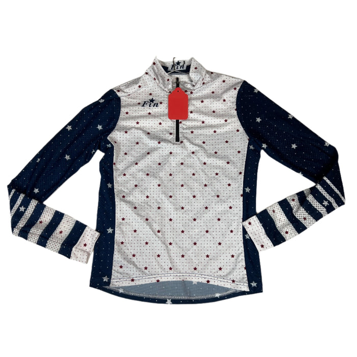 CNT 2851VV Finstar Long Sleeve Shirt White/Navy/Red Stars Small