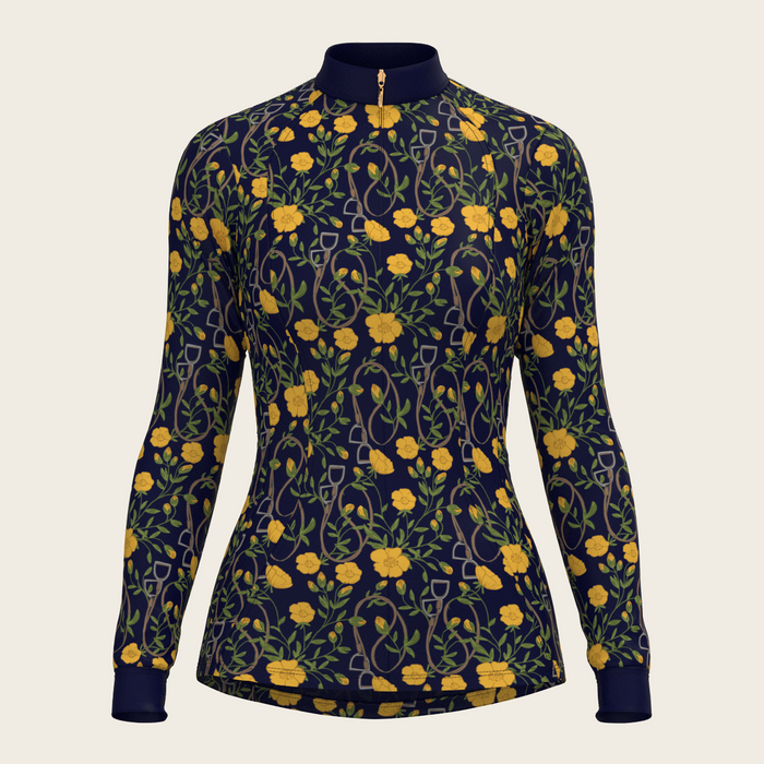 Espoir Navy Stirrups Yellow Quarter Zip Sun Shirt