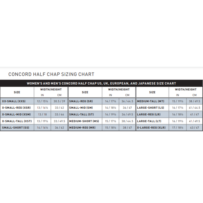 concord sizing
