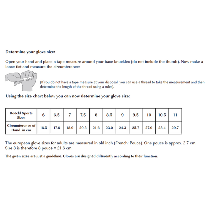 roc glove chart