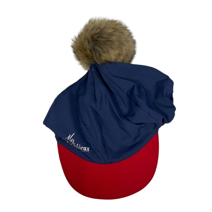 CNT 2816BB Lemieux Pom Hat Silk Cover Blue and Red