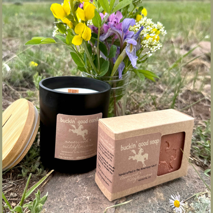Buckin' Good Candle Rosewood + Wildflowers (western decor)