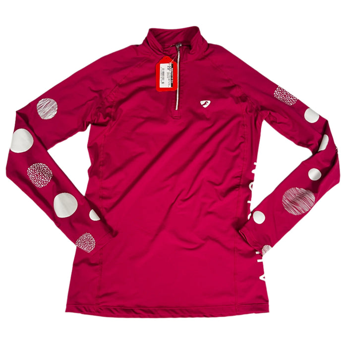CNT 2816L AuBrion Long Sleeve Shirt Red with Polka Dots Small