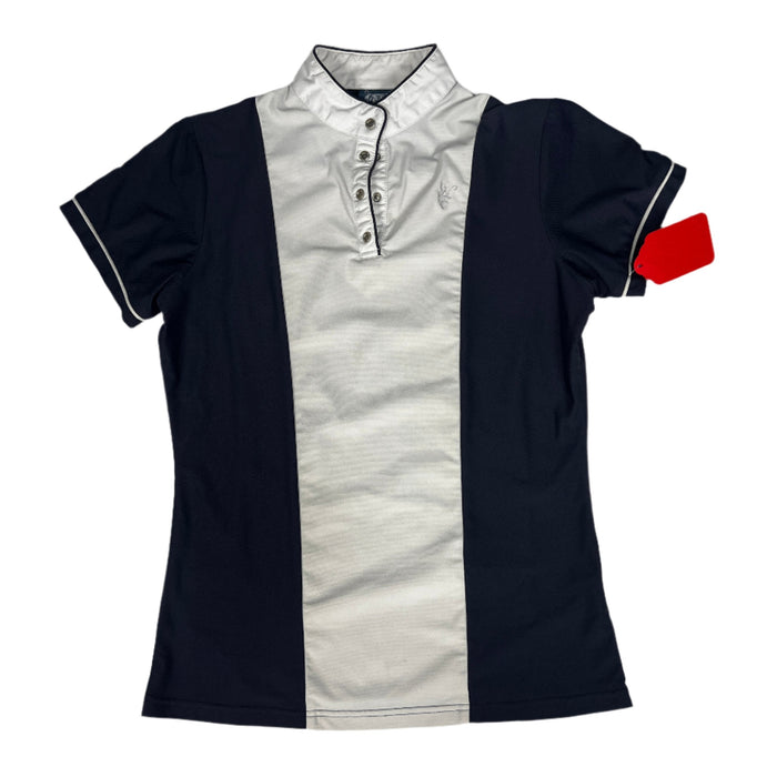 CNT 2816P Huntington Equestrian Short Sleeve Shirt White and Navy 10