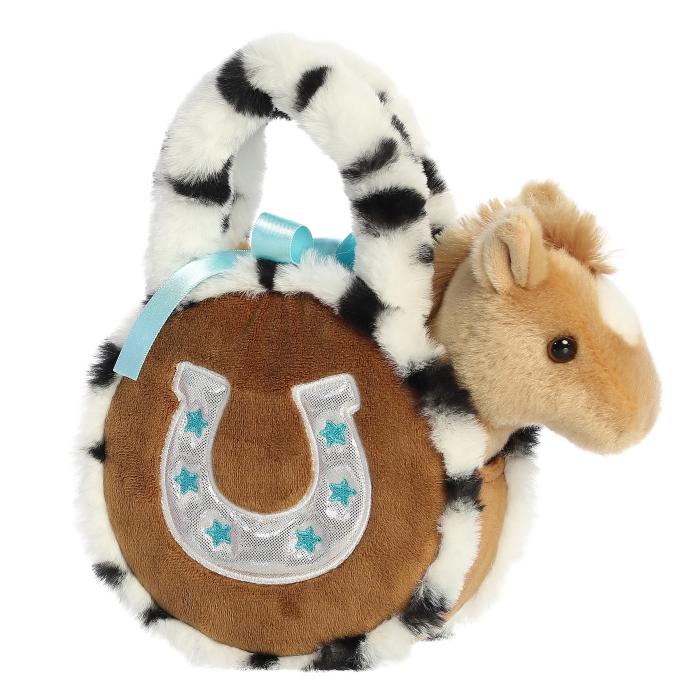 Kelley 7" Plush Horse in Brown Horseshoe Purse