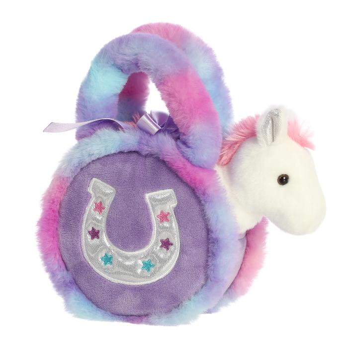 Kelley 7" Plush Horse in Purple Horseshoe Purse
