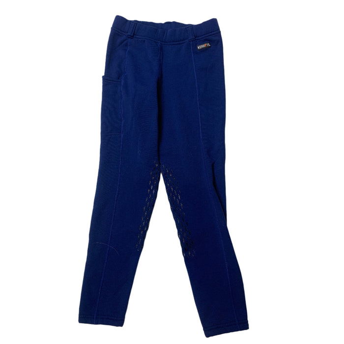 CNT 2834G Kids Kerrits Silicone Knee Patch Tights Fleeced Lined Large Blue
