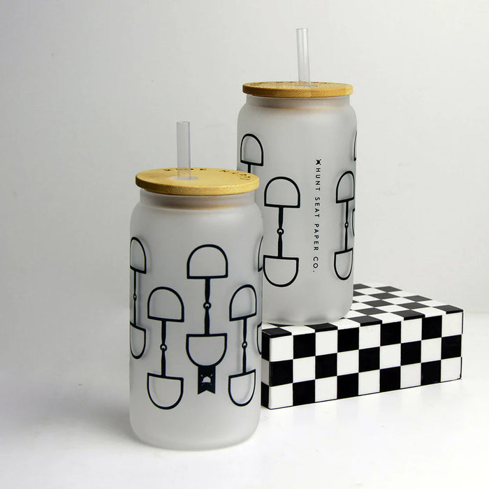 Hunt Seat Glass Tumbler with Bamboo Lid & Straw