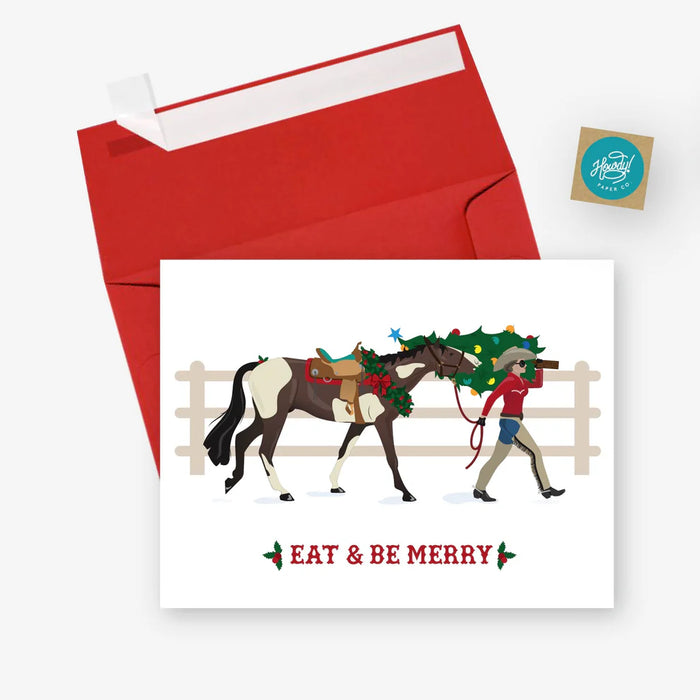 Hunt Seat Christmas Card Eat + Be Merry Western