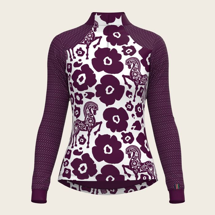 Espoir Mulberry Splash Sport Mesh Quarter Zip Sun Shirt