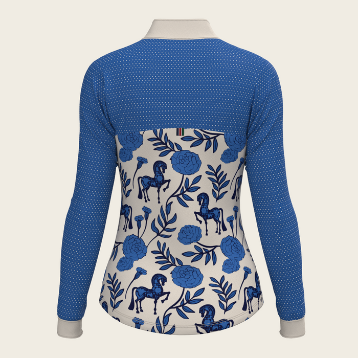 Espoir Peony in Blue Sport Mesh Quarter Zip Sun Shirt