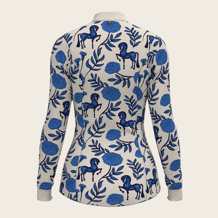 Espoir Peony in Blue Quarter Zip Sun Shirt