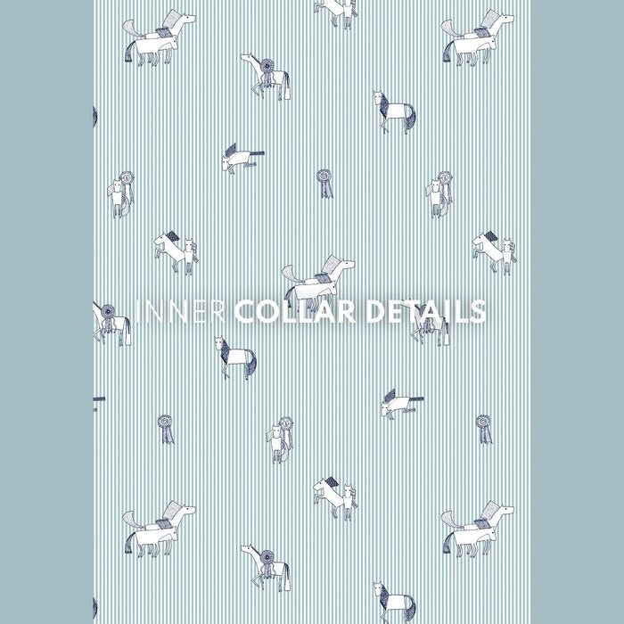 Espoir Stripes in Sky Blue Pleated Short Sleeve Show Shirt