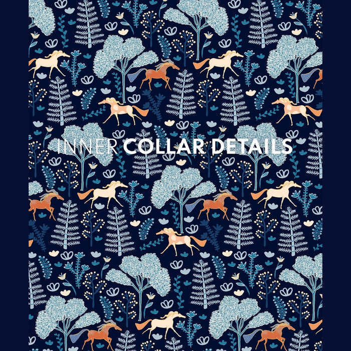 Espoir White with Forest on Navy Long Sleeve Show Shirt