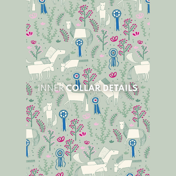 Espoir White with Rosettes in Green Long Sleeve Show Shirt
