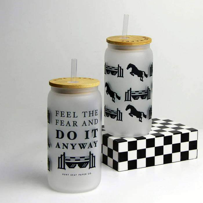 Hunt Seat Glass Tumbler with Bamboo Lid & Straw