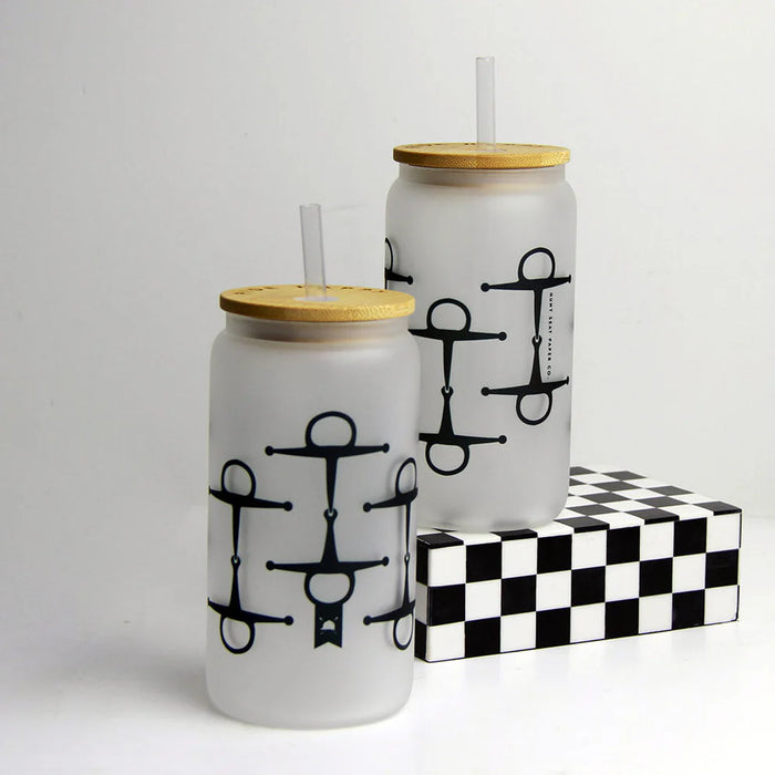 Hunt Seat Glass Tumbler with Bamboo Lid & Straw